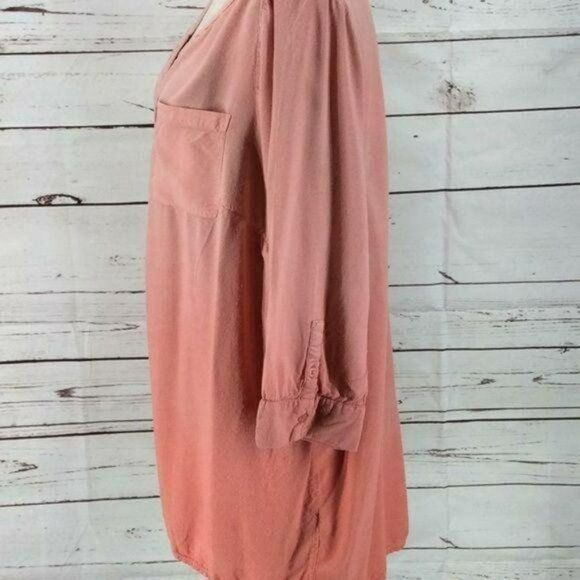 Avenue Blouse Pink Ombre High Low‎ Button Down Size 14/16 - Picture 2 of 2